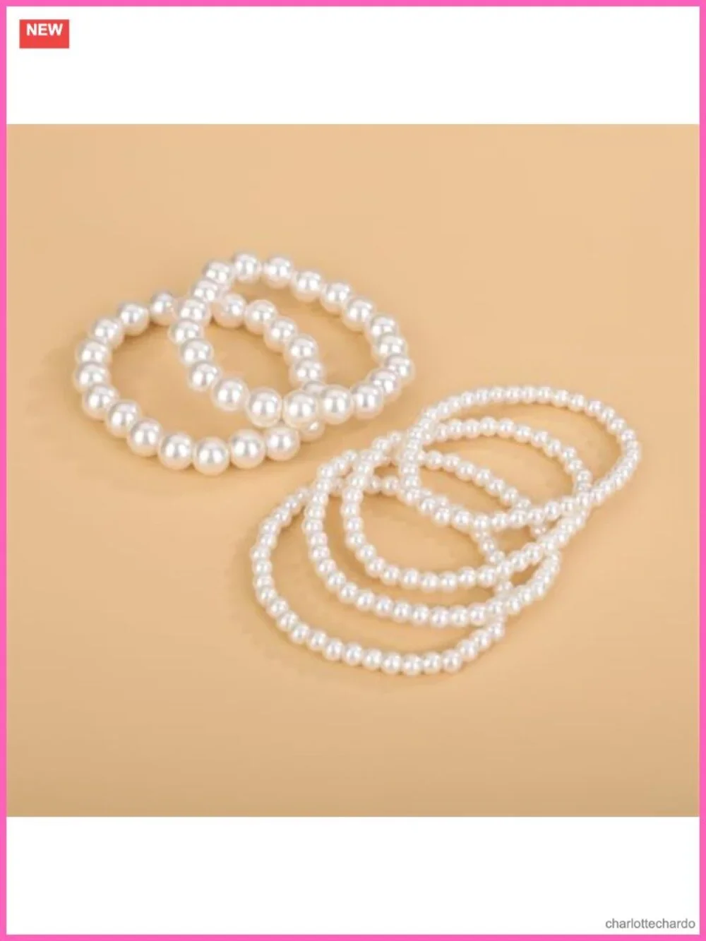 6 Pack Pearl Bracelets Set for Women Boho Jewelry Gift Party